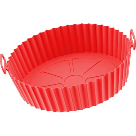 Nouveau tapis de cuisson rond en silicone épais pour friteuses à air, rouge. (1/5)