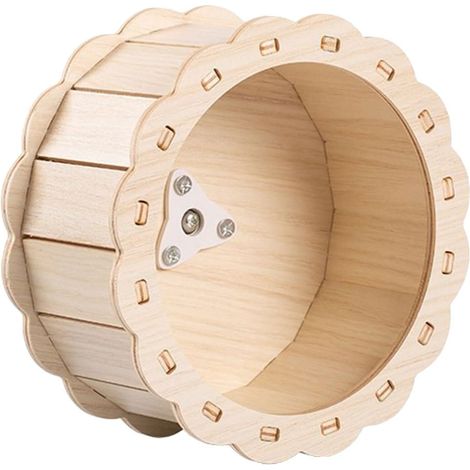 Roue à roulettes pour Hamster Silencieuse en Bois 13 Cm, Roue d'exercice Décorative pour Petits Animaux, Jouet pour Hamster, Hérisson, et Rongeurs, Accessoire Compatible Cages (1/5)