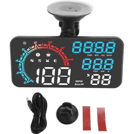 Compteur de vitesse GPS, alarme de vitesse, rappel de conduite en état de fatigue, écran HD robuste, affichage tête haute (HUD), universel pour voiture, couleurs vives (1/5)