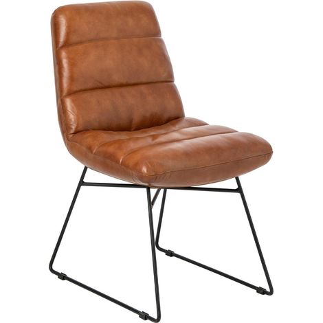 Chaise Design en Cuir "Austin" 83cm Camel (1/5)