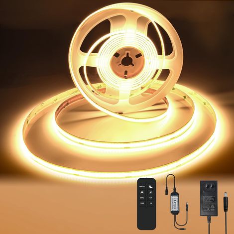 Bande LED COB 12M Blanc Chaud 3000K Dimmable 24V CRI92 (1/5)