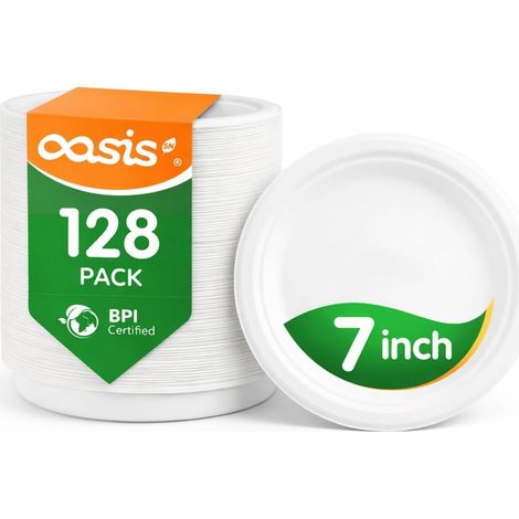 Assiette Carton Jetable 18cm Petite Assiette Dessert Jetable,Bagasse,Rigide (1/5)