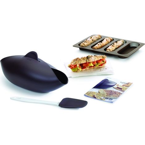 Lékué pane guscio/Stampo per baguette Set, Silicone, Marrone, 30 x 25 x 15 cm (1/4)