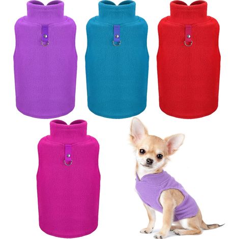 Lot de 4 Gilets en Polaire pour Chien - pour Temps Froid - Veste d'hiver pour Chien - avec Anneau pour Laisse - pour Petits Chiens (Taille M) (1/5)