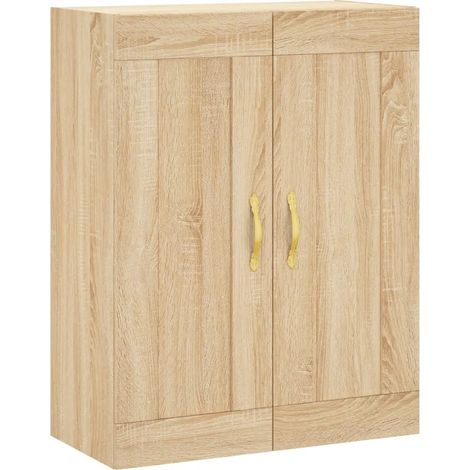 Elegante pensile da parete 69,5 x 34 x 90 cm con 3 scomparti stile contemporaneo in legno di rovere Sonoma 020049306