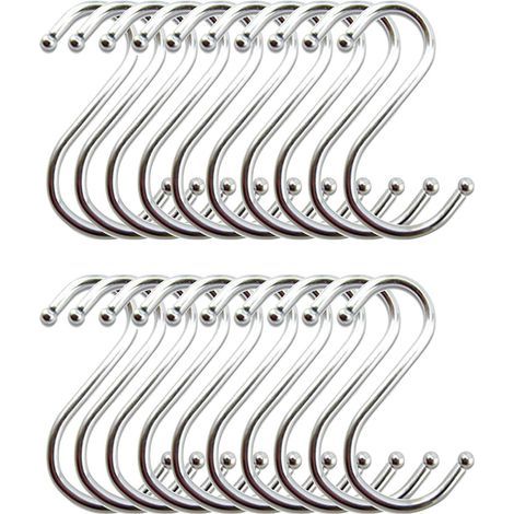 20 - Crochet S - Acier Inoxydable - Suspension Ustensiles Cuisine - Organisation Salle de Bain Jardin - Argent - 8x4cm (1/5)