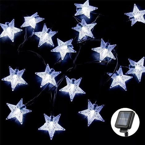 Guirlande lumineuse solaire, 7 m, 50 LED, 8 modes, étanche, pour jardin, terrasse, Ramadan, Noël (lumière blanche froide) (1/5)