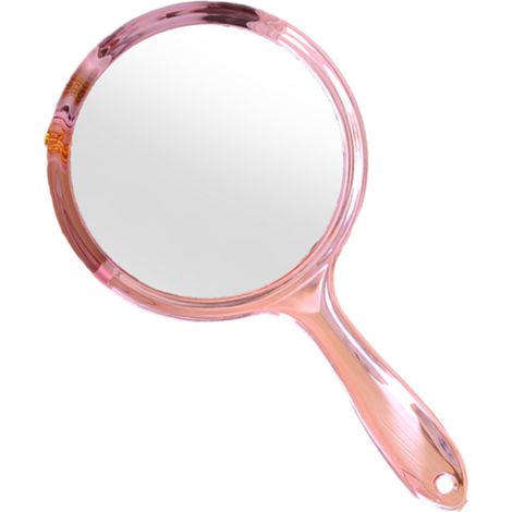 1PC Hand Mirror Double-Sided Handheld Mirror 1X/ 2X Magnifying Mirror with Handle Transparent Hand Mirror Rounded Shape Makeup Mirror (1/5)