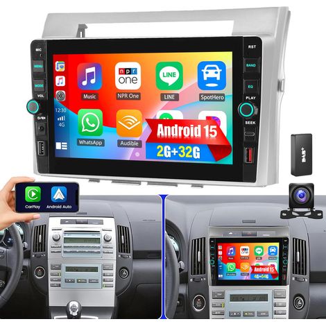 8'' Autoradio pour Toyota Corolla Verso 2003-2009, Android 15, CarPlay, navigation, USB, Wi-Fi - 2+32G DAB+ CAM