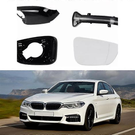 Passend für BMW 5er G 38 520 525 530 Rückspiegelgehäuse, Rückspiegelabdeckung, Spiegelrahmen, Blinker – Gehäuse, Perlweiß, linke Seite
