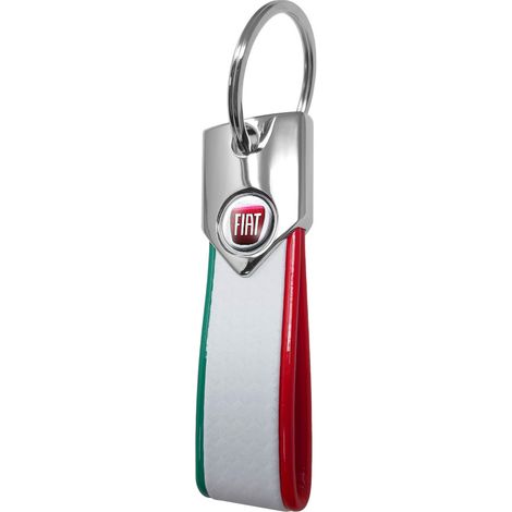 Portachiavi Fiat, Carbon Tricolore con Logo Fiat - Colore: ROSSO