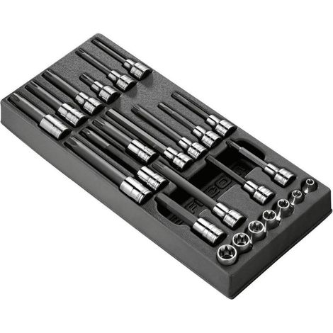 Facom – Coffret cliquet et douilles 1/2" – 10 embouts tournevis M6 à M16 – 6 clés à douille 1/2" de 6 à 12 mm – Pour montage culasses (1/2)