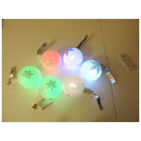 Jeu de 6 boules décorées LED à piles 1.5V (non incl) Ø 80mm animées RGB avec télécommande intérieur/extérieur BLACHERE JFA71 (1/5)