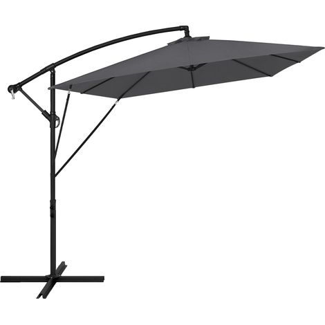 ML-Design Ampelschirm Ø 330 cm, Anthrazit, Alu Sonnenschirm mit Kurbel, Gartenschirm UV50+ Sonnenschutz & wasserabweisend, Marktschirm 360° drehbar & neigbar, Terrassenschirm mit Abdeckung & Ständer