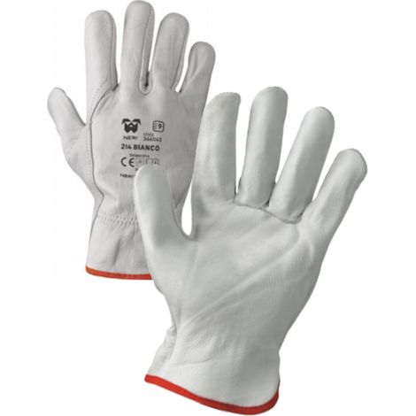 Guanti in pelle antinfortunistici Neri 214 Top - 9 (L) - Bianco