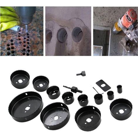 Kit 16 pièces scie cloche acier carbone, résistante usure, précise, efficace, ensemble trépan pour menuiserie bois (1/5)