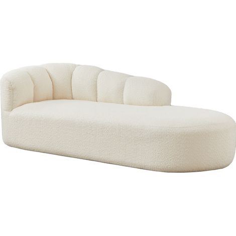CHICFURN Meridiana 204x87x66 cm en tejido chenilla beige, respaldo ondulado, sin reposabrazos (1/5)