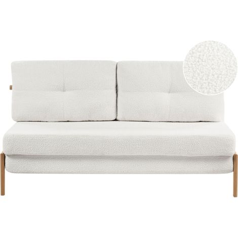 Canapé-lit 2 places Moderne Scandinave en Tissu Bouclé Blanc Cassé Edland (1/5)