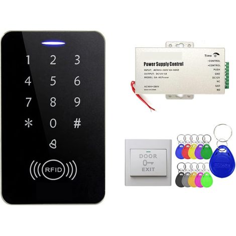 Serrure de porte intelligente Système de contrôle d'accès ouvre-porte électronique sûr maison Garage ensemble numérique électrique magnétique RFID Kit de serrure de porte intelligente ( Color : 1 UK , (1/5)