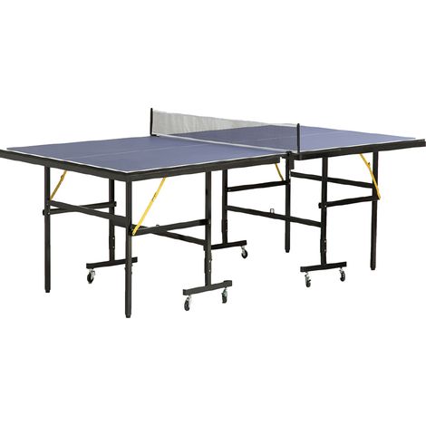 Tavolo da Ping Pong Pieghevole con Tendirete per Interni Blu