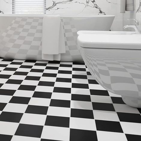 PVC Floor Adhesive Tile 30 x 30 cm PVC Adhesive Kitchen Bathroom Washable Credence Adhesive for Kitchen Tiles Wall Adhesive Bathroom 4 Tiles (1/5)