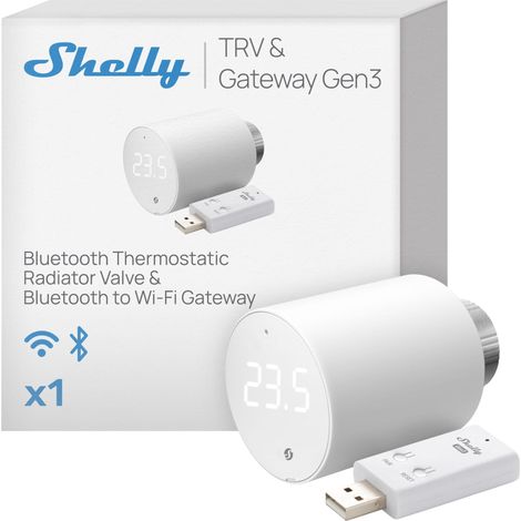 Shelly BLU TRV Tête Thermostatique Connectée Blanche (1/3)