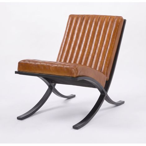 Fauteuil en cuir de buffle marron - Gustave (1/5)