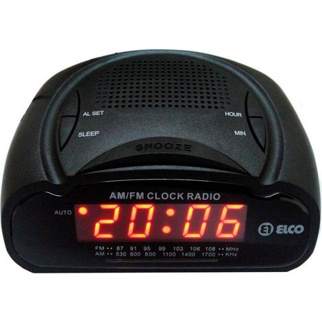 ELCO radio despertador negro pd-218/115 , Radio despertador negroRadio AM/FMDespertador con radio o zumbadorPantalla LED de color rojoTemporizador apagado de la rad