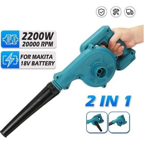 Souffleur à feuilles sans fil 2200 W – Débit d'air 3,6 m/min – Compatible batterie Makita 18 V – Fonction soufflage et aspiration (1/5)
