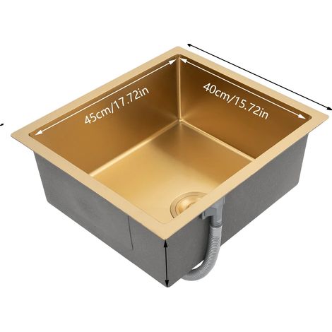 Évier de cuisine, acier inoxydable, réduction du bruit, Or (1/2)