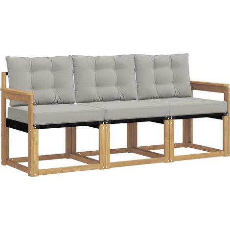 Set di divani da esterno 3 pcs Bianco e Grigio Chiaro vidaXL