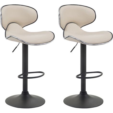 Set di 2 sgabelli da bar moderni con linee ondulate in PVC crema con base a tromba in metallo nero 100006003