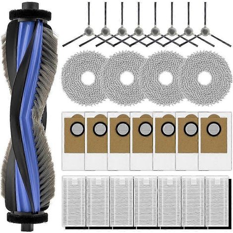 Kit d'accessoires pour aspirateur robot Lefant M3 : 1 brosse rotative, 8 brosses latérales, 7 sacs à poussière, 7 filtres HEPA, 4 lingettes de nettoyage. (1/5)
