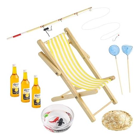Paysage de Plage Miniature Décoration Mini Pêche Accessoire Ensemble Maison Poupée Jardin (1/5)
