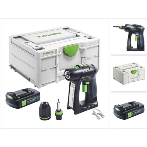 Festool – Perceuse-visseuse sans fil 18V avec 1 batterie 3,0Ah – Moteur Brushless – Couple 45Nm pour perçage bois/acier – Systainer inclus - 18-Basic