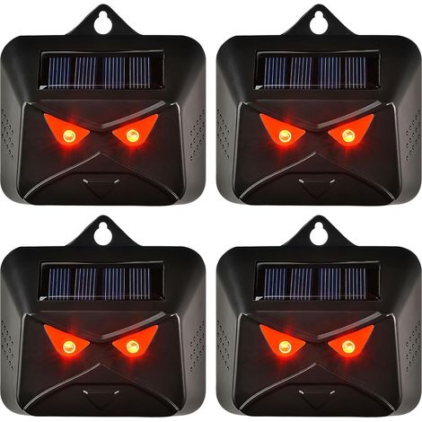 Set mit 4 Katzen- und Fuchsabwehrgeräten mit roten LED-Leuchten – wasserdicht – Katzenabwehr – Wirksame Katzenabwehr für Garten und Bauernhof