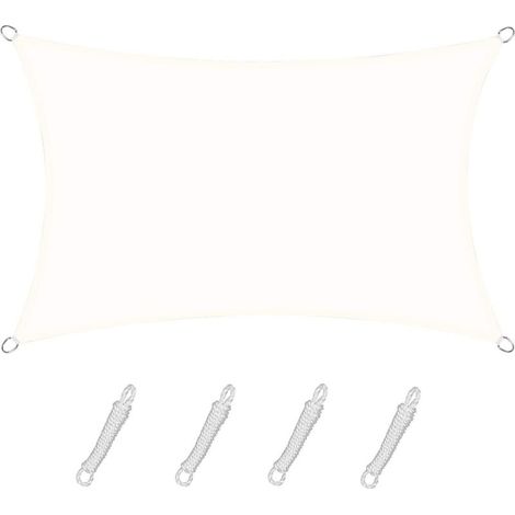 Voile d'ombrage Rectangulaire Carré 2.5x3m Color Crème,Toile Imperméable Une Protection des Rayons UV à 95%, pour en Plein air, Jardin & terrasse, Piscine