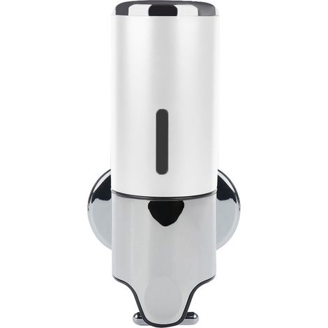 Dispensador de jabón líquido – 500 ml, dispensador de acero inoxidable blanco para fregadero de cocina y baño, montaje en pared. (1/3)