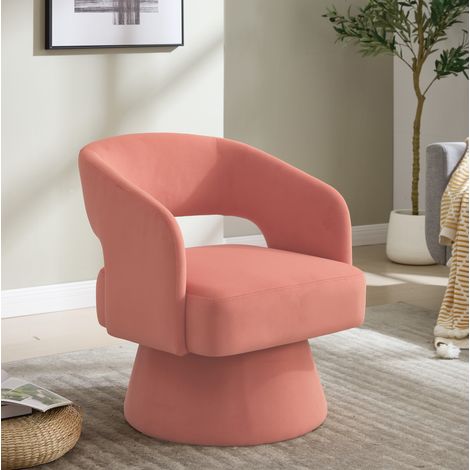 Fauteuil pivotant 360° en chenille rose, 68x66x75 cm, assise rembourrée REDOM (1/5)
