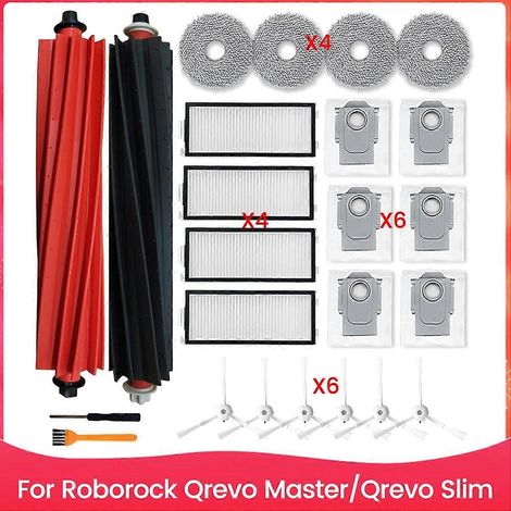 Kit d'accessoires pour Qrevo Master/Qrevo Slim aspirateur robot brosses principales latérales filtres HEPA patins de lavage sacs à poussière (1/5)