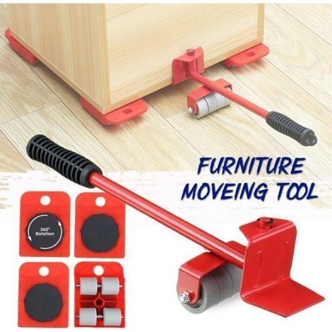 pair TEMPSA 5Pcs Kit de Déplacement de Meubles - 1 Levier Et 4 Coins Roulants (1/4)