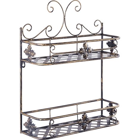 Estantería de metal negro 52 cm baño pared envejecido vintage Marayes