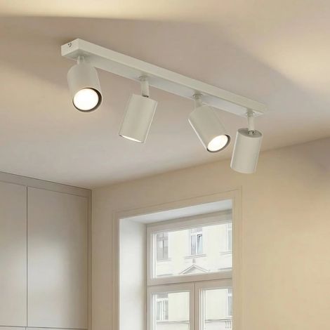 [GEBRAUCHT] B-Ware Zoom Deckenstrahler Deckenleuchte Strahler 4 Flammig Stahl Grau Beige Gu10