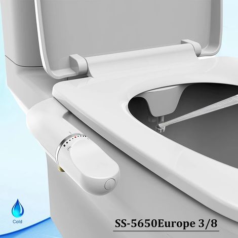 (5650Europe 3 8) Abattant de toilettes avec bidet intégré, ultra-mince, double buse, pression d'eau réglable, douchette non électrique (1/5)