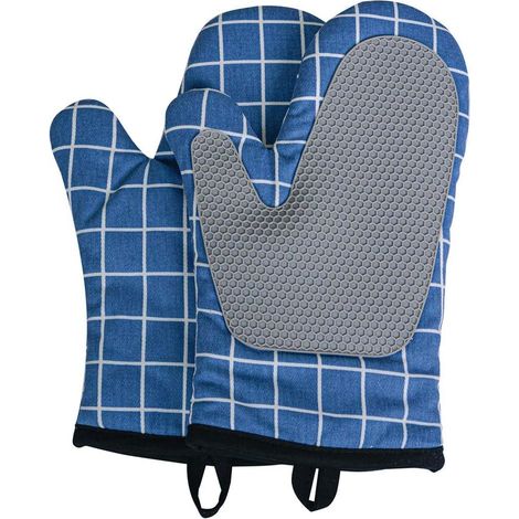 Guantes de silicona azules para horno, antideslizantes, con aislamiento térmico de alta temperatura, para microondas y cocina.