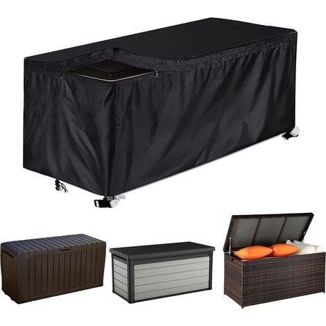 Wasserdichte Schutzhülle für Gartenmöbel, Oxford 210D - rechteckiger Karton (schwarz, S: 123 x 62 x 55 cm) (1/4)