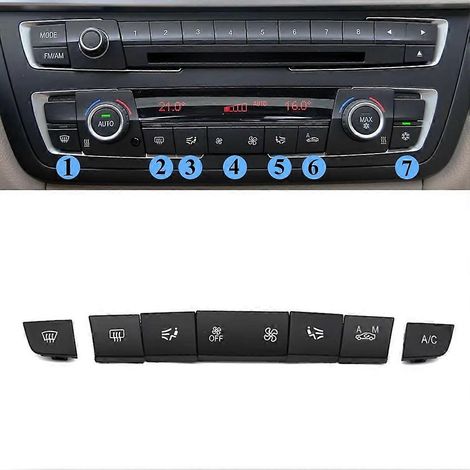 Cache de bouton de climatisation de console centrale 64119287340, compatible avec BMW Série 3 F30 F34 F35, Série 1, Série 2, Série 4 F20 F21 F22 F23 F32 F33 F36, ensemble de 7 pièces. (1/4)