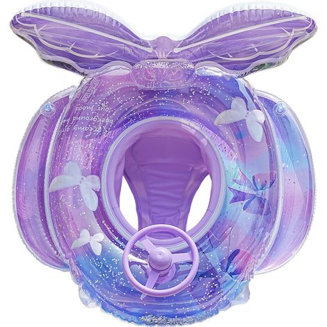 Bouée flottante bébé avec dossier ergonomique, paillettes scintillantes et nœud papillon décoratif – Accessoire natation sécurisé pour nourrissons (1 pièce, pompe non incluse)-lsw