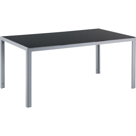 Tavolo da Giardino Piano Vetro Temperato Struttura Alluminio 160 x 90 cm Catania