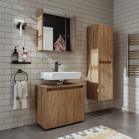 Roomart MELONA-S2-65 Bad-Set 3-tlg 65 cm breit, Eiche